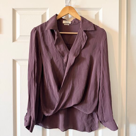 L'Agence Rita Drape Silk Blouse in Mulberry Purple - Picture 2 of 7